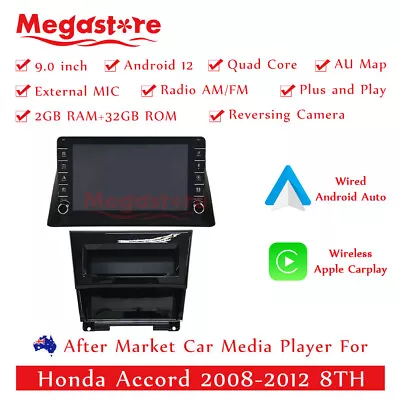 9” Quad Core Android 12 Car Non Dvd Head Unit GPS For Honda Accord 8TH 08-12 • $429.90