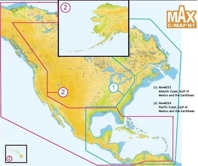 C-MAP NA-M034 MAX Wide SD-Card Chart Pacific Coast Gulf Of Mexico & Caribbean • $149.95