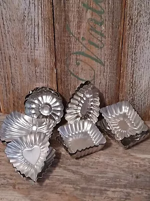 Vintage 12 Tin Miniature Molds Candy Chocolate Butter Metal Different Designs • $22.33