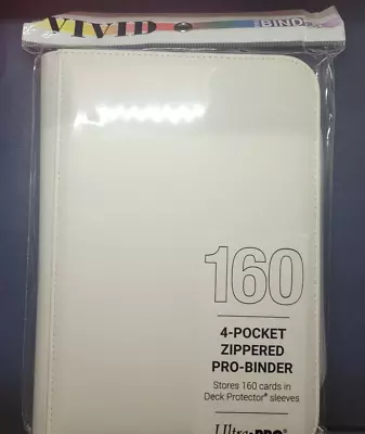 Ultra Vivid 4-Pocket Zippered PRO-Binder White New 160 Cards B3G1 Free! • $24.99