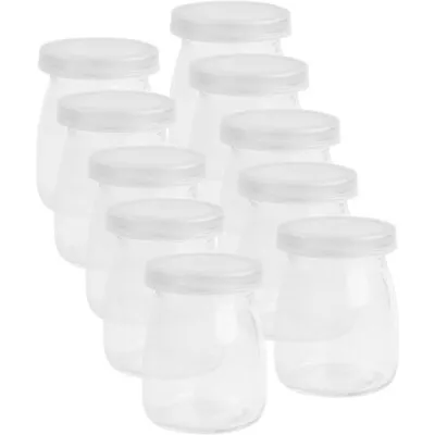 10 Pcs Milk Pudding Cup Glass Yogurt Cups 8 Oz Jars Lids Cake • £19.99