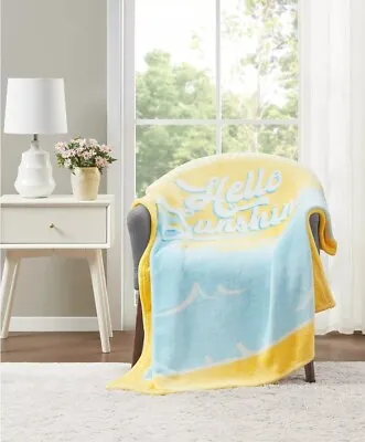 Whim By Martha Stewart Collection Hello Sunshine Printed Plush Throw T4103845 • $35.95