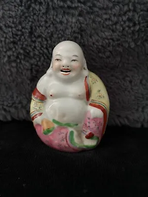 Chinese Laughing Buddha Vintage  Famille Rose And Yellow Decoration  • £10