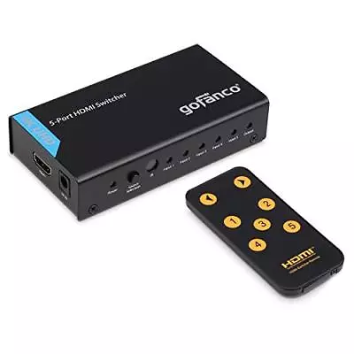 Gofanco 5-Port HDMI Switcher 5x1 With IR Remote Up To UHD 4K@30Hz - Switcher5P • $28.49