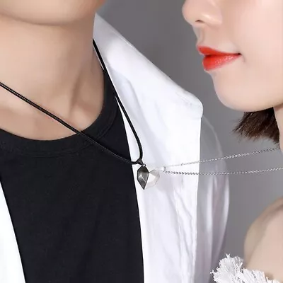 Minimalist Heart Pendant For Lovers Double Magnetic Necklace Couple Jewelry Cust • $8.75