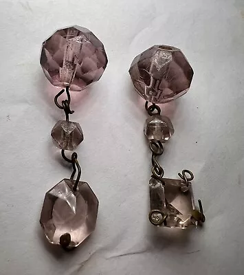 Lot Of 2 Vintage Purple Amethyst Crystal Glass BALL Chain Of Prisms Chandelier • $16.99