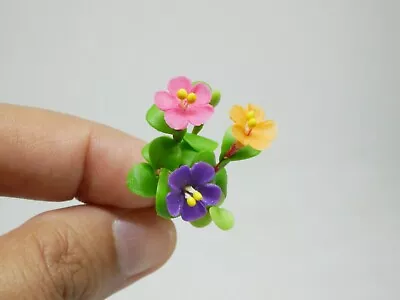 1 Pc Miniature Portulaca Flower Clay Dollhouse Handmade Garden Decoration 1/12 • $1.96