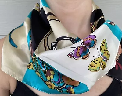 GUCCI Vintage Silk Scarf Equestrian & Butterfly Design • $74.99