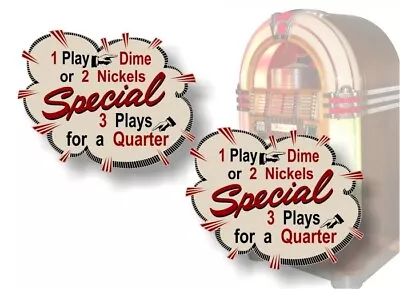 2 Jukebox Nickels Or Dime Burst Decals Rock-Ola Wurlitzer Seeburg AMI Stickers • $5.91