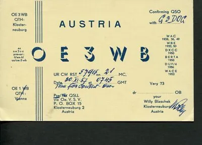 £5.89 • Buy 1 X QSL Card Radio Austria OE3WB Klosterneuburg 1957 ≠ R585