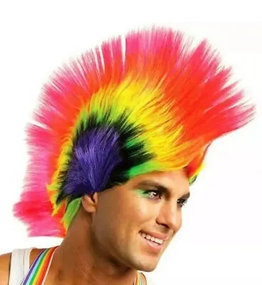 $16.99 • Buy New Rubie’s RAVE PUNK Wig Adult Costume Men Rainbow Mohawk Halloween Rock Band