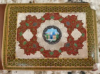 Antique Handmade Qajar Persian Islamic Silver Leather Lacquer Photo Album • $49