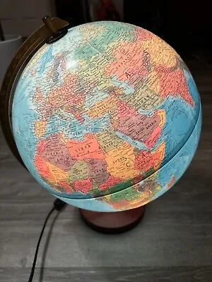 Vintage Replogle 12 Inch Diameter World  Light Up Globe On Wood Stand • $60