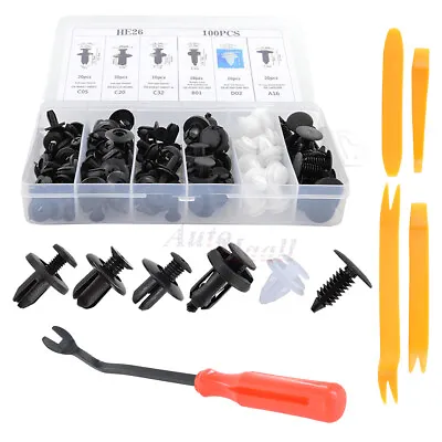 100Pack Universal Rivet Clips Car Retainer Fender Liner Fastener 6 Size W/ 5Tool • $9.99