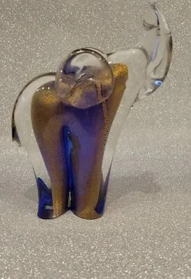 Murano Glass Italian Elephant Sculpture W Golden Dots 1960s BROKEN TRUNK & TAIL • $25