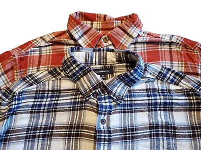 Croft & Barrow Mens Plaid Flannel Shirt Lot 2 M Button LS Red Blue Lightweight • $13.99