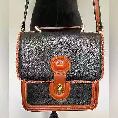 Vintage 90's Dooney & Bourke Square Carrier Black Leather Handbag • $165