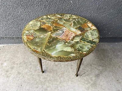 Marble Onyx Brass TABLE MID CENTURY EAMES Arturo Pani French Italian DECO ERA • $1200