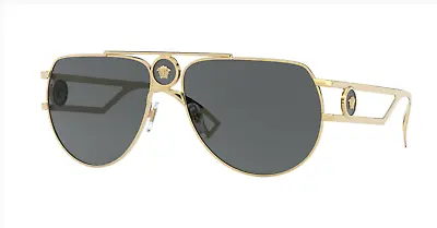 Versace VE2225 100287 Gold/Grey Round 60mm Men's Sunglasses • $149.99