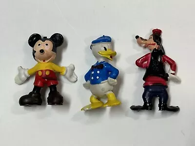 Vtg 3 Pc Disney Mickey Mouse Donald Duck Goofy Cup Cake Topper Decoration Party • $12.78