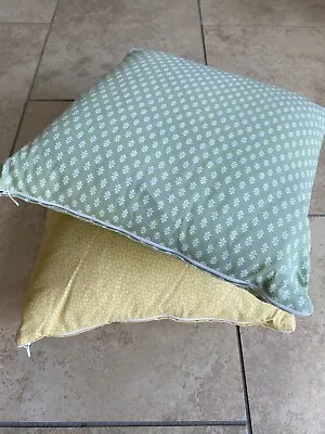 Pair Of Laura Ashley Country Style Patterned Cushions Green & Yellow • £14