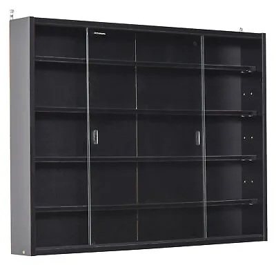 £55.99 • Buy HOMCOM 5-Tier Wall Display Shelf Unit Cabinet W/ Shelves Glass Doors Black