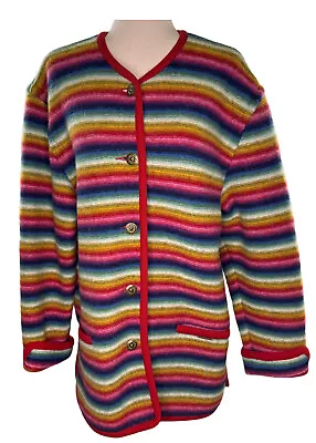 Geiger Austria Navajo Southwest Aztec Wool Blanket Sweater Jacket Coat Sz 40/XL • £73.10