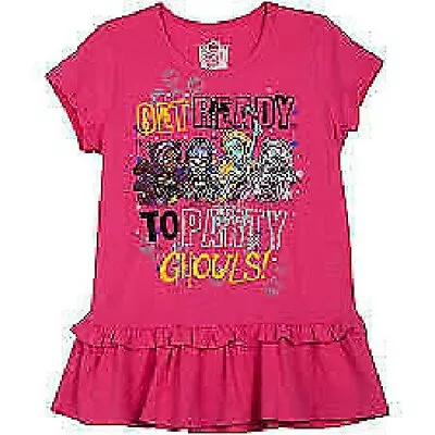 Monster High - Girls Pink Ruffle T-Shirt - Size Large - Super Cute Top - New • $11.95