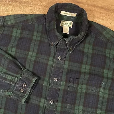 L.L. Bean Traditional Fit Men’s XL Blue Green Plaid Button Down Flannel Shirt • $19.95