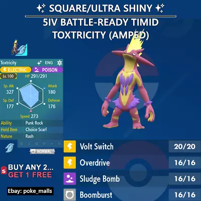 ✨ SHINY TOXTRICITY AMPED ✨ 5IV TIMID | BATTLE-READY  Pokemon Scarlet And Violet • $1.99