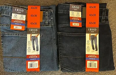 Izod Men’s 5 Pocket Straight Fit Comfort Stretch Jeans • $24.97