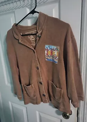 Y2K Michael Leu Shirt Womens Medium TO WEAR Brown Long Sleeve Button Up Western • $13