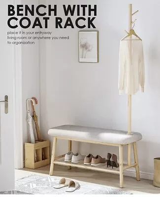 $75 • Buy Open Box Bamworld Coat Rack Shoe Bench Entryway Hall Tree Bench Storage O/Box