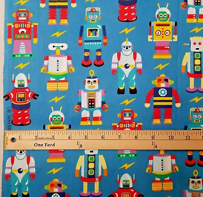 Vtg 50s 60s Robots Fabric Robby Jetsons Rosey Gort Inspired 2 Yds RETRO Sci Fi • $24.99