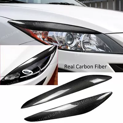 2*Carbon Fiber Headlight Eyelids Eyebrow Cover For Mazda 3 Mazda3 JDM 2010-2013 • $64.39