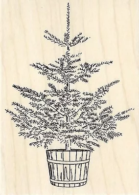 $17.36 • Buy Christmas Tree Wood Mounted Rubber Stamp Impression Obsession E14565 NEW