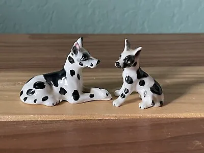 Vintage Seated And Reclining Bone China Great Dane Dog Figurines 1.5; 2” • $33