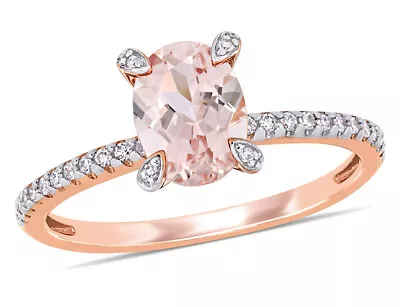 1.15 Carat (ctw) Morganite Ring In 10K Rose Pink Gold With Diamonds • $769.56