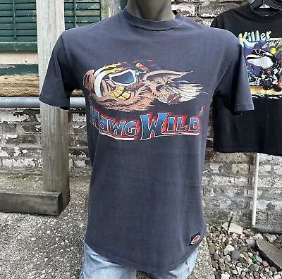 Vintage Hawg Wild Harley Davidson T-Shirt Back Graphics • $120