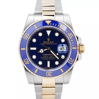 Rolex Submariner Date BLUE Two-Tone 18K Yellow Gold Steel 40mm 116613 LB Watch • $12593.21
