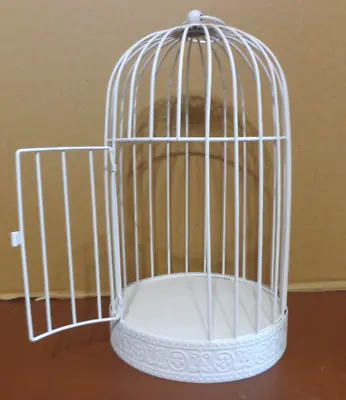 Hallmark Rustic Vintage White Metal Bird Cage Farmhouse Birdcage Hinge Clasp 12  • $29