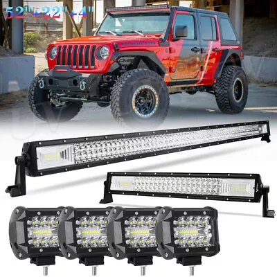 52  INCH Roof LED Light Bar Flood Spot Combo For Jeep Wrangler TJ CJ Offroad SUV • $109.99