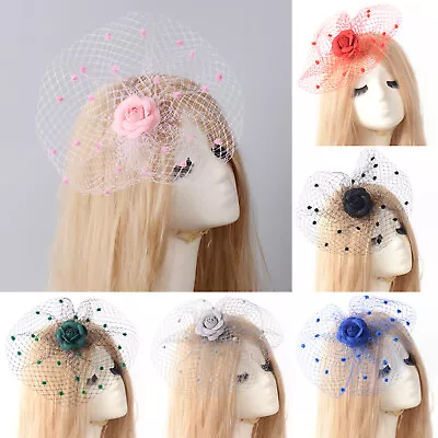 Party Bridal Fascinator Veil Hair Clip Accessory Handmade Flower Hat Lady Brooch • $6.64