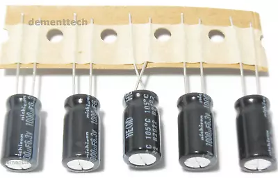 $1.99 • Buy 5x Nichicon HE 1000uF 6.3V Radial 105C Capacitors 8mm Caps Low-ESR Impedance