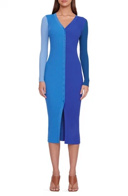 $98 • Buy Staud Women's Shoko Colorblock Sweater Blue Size L