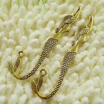 42 Pcs Antique Gold Plated Mermaid Bookmarks 81X21MM S150 DIY Jewelry Making • $14.59