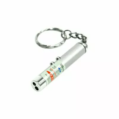 New 2in1 Red Laser Lazer Pointer Pen LED Light Torch Cat Dog Toy Keyring Silver • £3.99