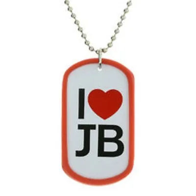 £3.98 • Buy Necklace Justin Bieber I Love Heart JB Dog Tag Jewellery Official RRP £5.50