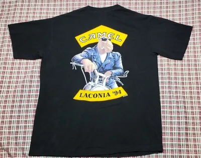 $39.99 • Buy Vintage 1994 Joe Camel Pocket T-Shirt Laconia Motorcycle Week 90s Black XL
