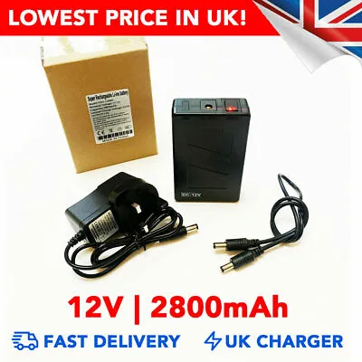 12v 2800mAh DC Rechargeable Li-ion Battery Portable Power Pack - UK • £22.49